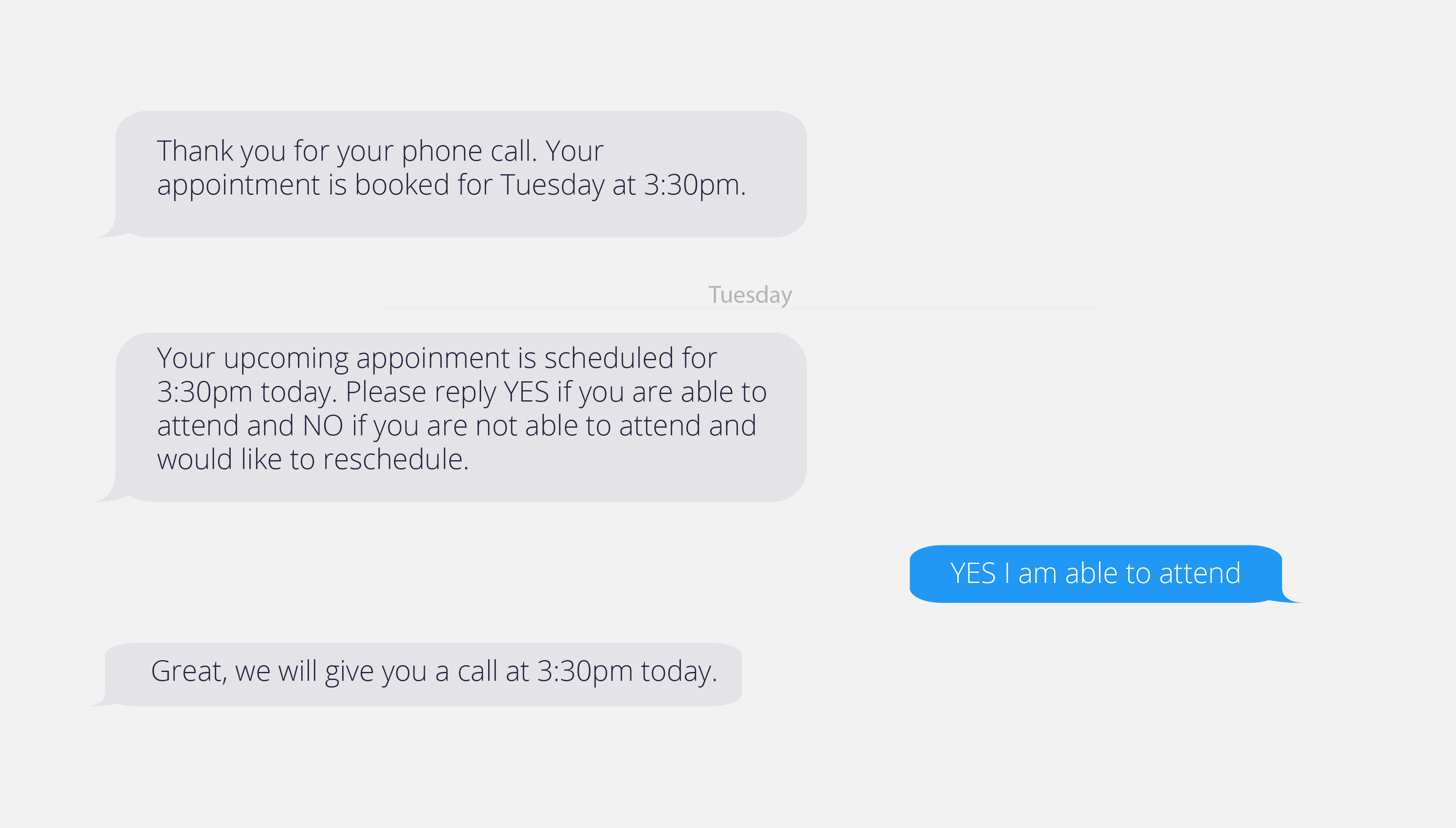 SMS appointment reminder for healthcare